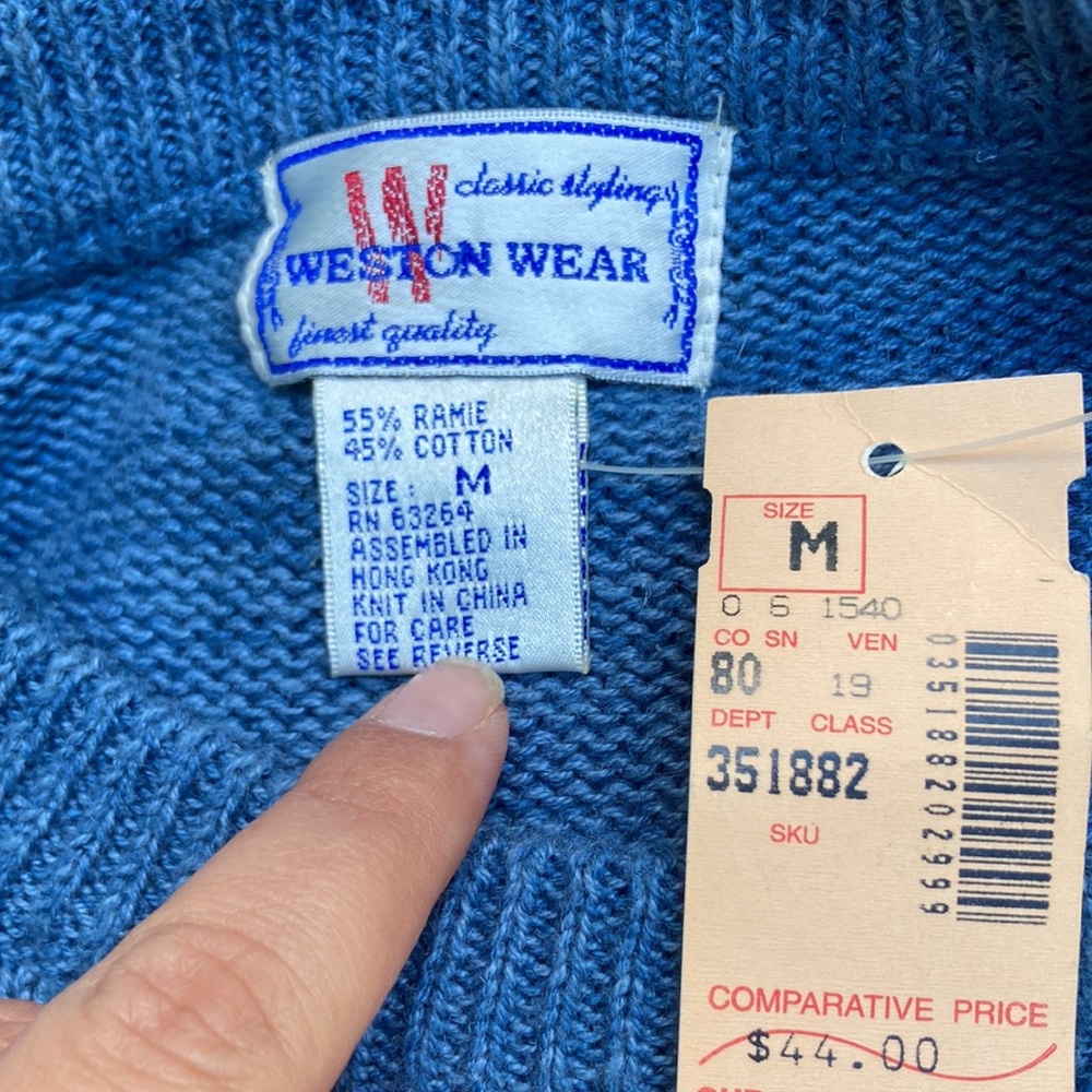 NWT Vintage Weston Wear blue knit hearts/strawberries sz. M - Picture 5 of 5